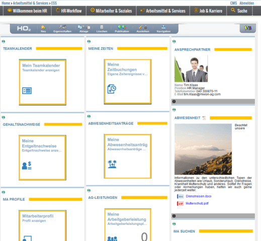 Pflege des "Personal Services" Dashboards