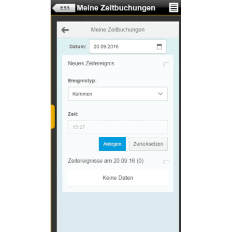 Fiori App "Meine Zeitbuchungen" mobil