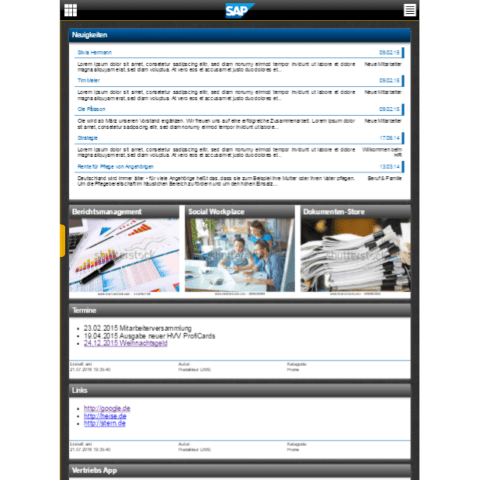 mobile "Portal on Device" Startseite Tablet