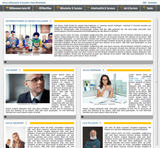 Seite "Neue Mitarbeiter"
