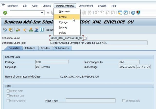 navigate from BAdI UI to Overview and Implementation