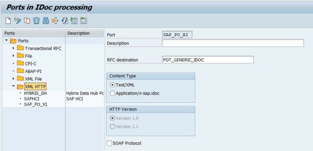 picture to compare the idoc port settings, which are basically default