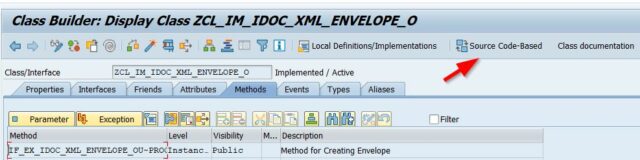 navigate from the interface to the custom BAdI ZIDOC_XML_ENVELOPE_O